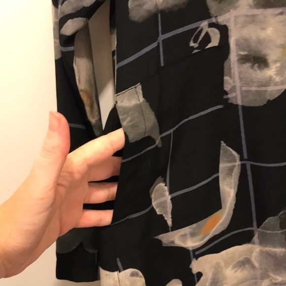 Humanoid Floral & Geometric Grid Lines Silk Dress - Picture 2 of 7